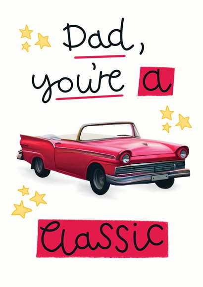 Vintage car fathers day card created by Hot Dog greetings