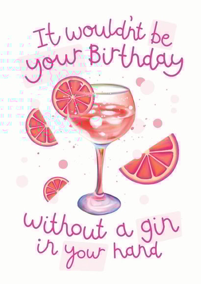 Pink gin birthday card created by Hot Dog greetings