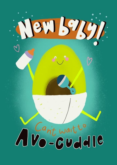 New baby avocado congratulations card created by Lucy and Lolly