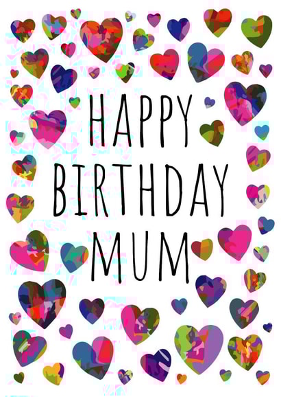 Colourful abstract heart Mum Birthday Card created by size3art