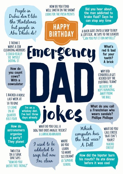 Emergency Dad Jokes Birthday Card - From The Kids created by Paper Plane