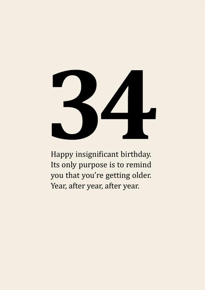 Insignificant 34th Birthday Card created by Sassy Sarah
