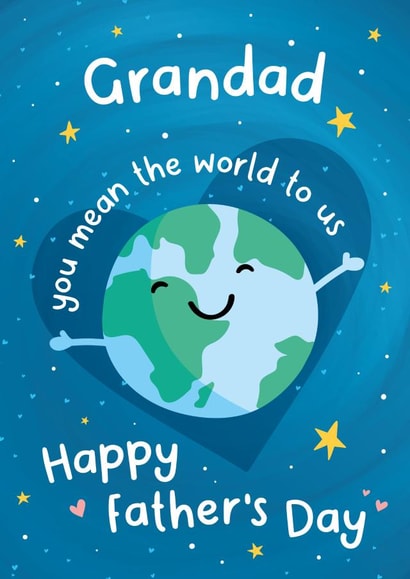 Cute Fathers Day Card - Grandad - World - Grandad You mean The World To Us created by Macie Dot Doodles