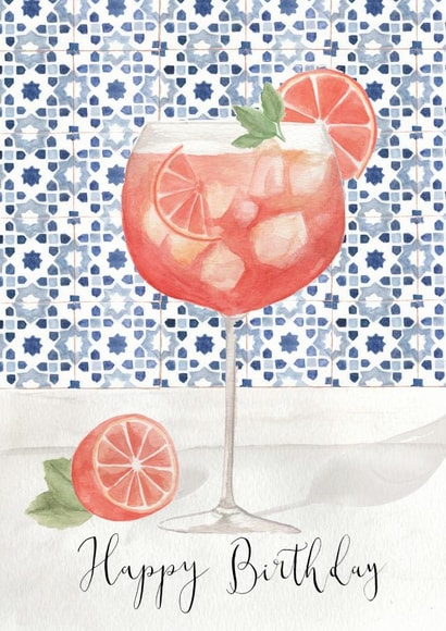 Aperol Cocktail Birthday Card created by Sage and Hart