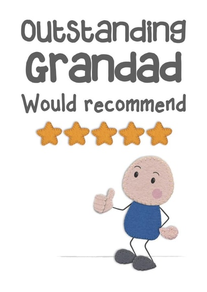 5 Star Rating Father's Day Card - Grandad - Outstanding Grandad Would Recommend created by Presents Felt