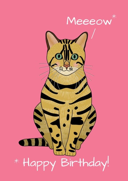 Bengal cat translation birthday card created by DainaCrafts