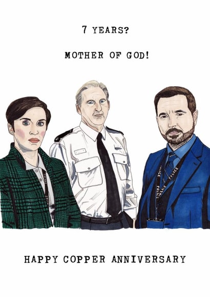 7th Anniversary Card - Copper Anniversary - Line of Duty created by Panda and the Prince