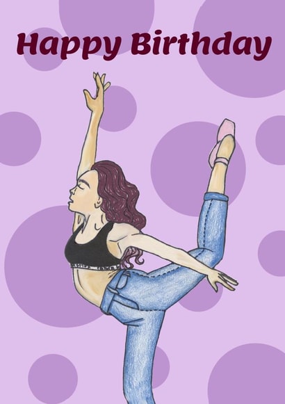 Gymnast illustration birthday card created by angelic artworks
