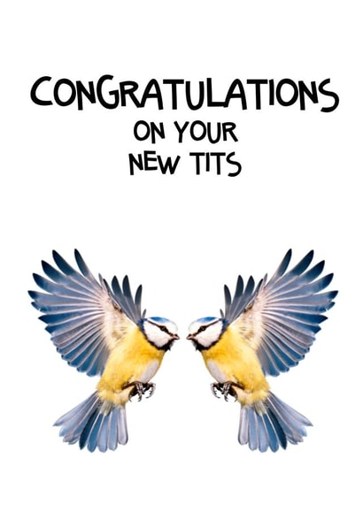 Boob job card created by cheeky monkey