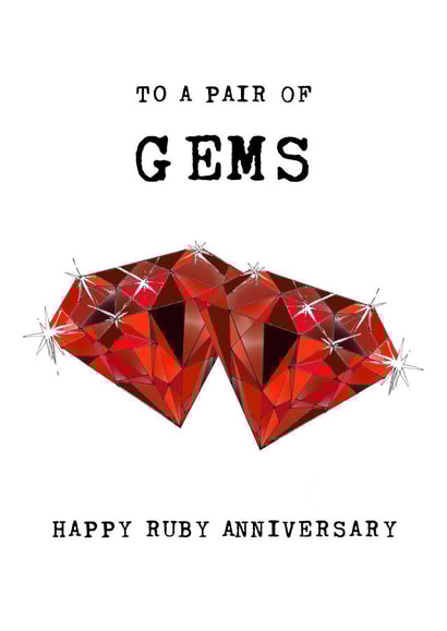 Cute Ruby Wedding Anniversary Card - 40 Years - To A Pair Of Gems created by Panda and the Prince