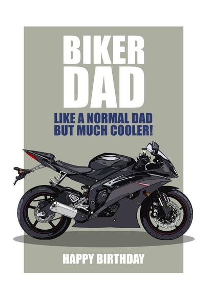 BIKER DAD Motorbike Birthday Card. created by RetroMotion Artwork