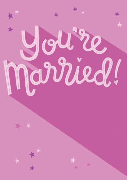 You're married pink wedding card created by Nic Farrell