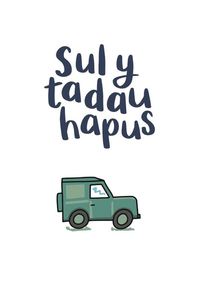 Welsh Father's day Land Rover card - Sul y Tadau hapus created by Draenog Design