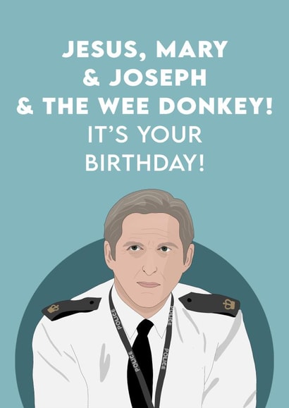 Jesus, Mary & Joseph & The Wee Donkey Birthday Card created by The Foxy Lemon Co.