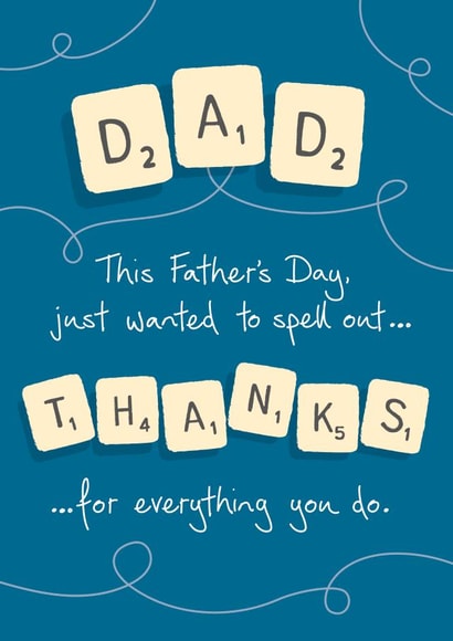 Retro Scrabble Father's Day card created by NEEDL designs