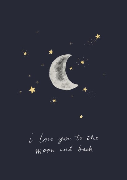 Cute Night Sky Anniversary Card / Valentines Day Card - I Love You To The Moon And Back created by ems le tocq