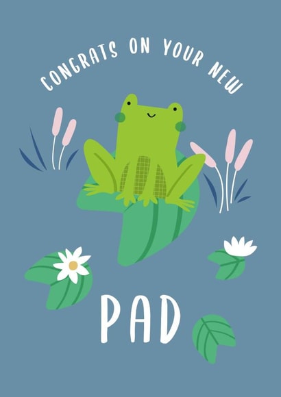 Cute Frog Pun New Home Card - Lili Pad - Congrats On Your New Pad created by Jessica Eyre