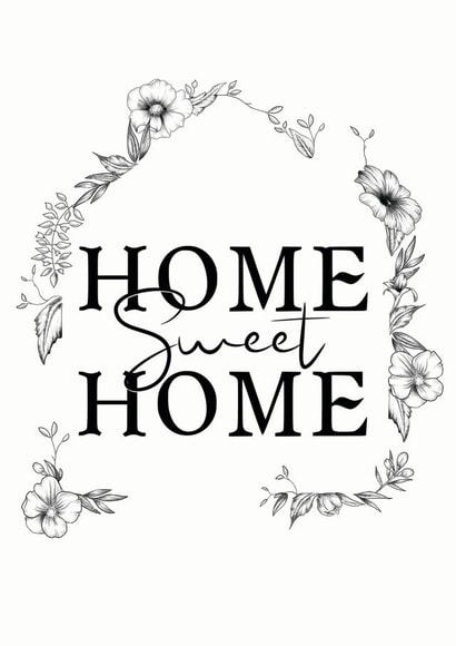 New Home Card - Floral House - Home Sweet Home card - flowers - new house card created by SVHIllustration