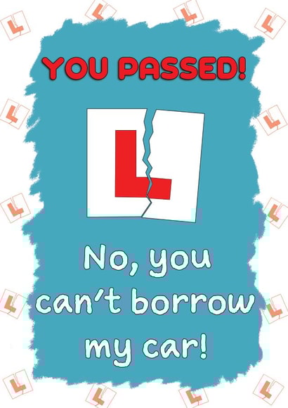 Funny congratulations on passing driving test card created by Jolly Ginger Cards