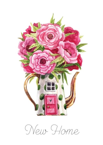 Pretty Fairytale House New Home Card - Flower Bouquet - New Home created by Boff and Geek