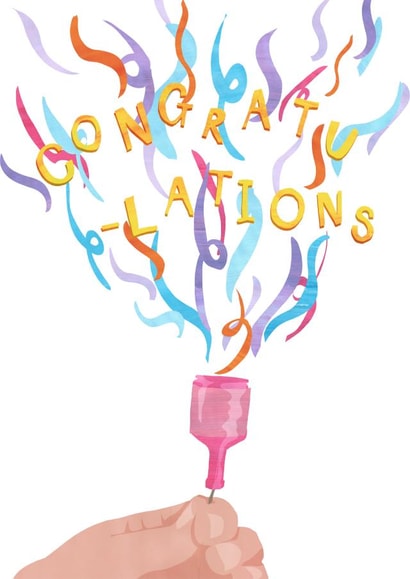 Congratulations party popper card created by Evie Warren Illustration
