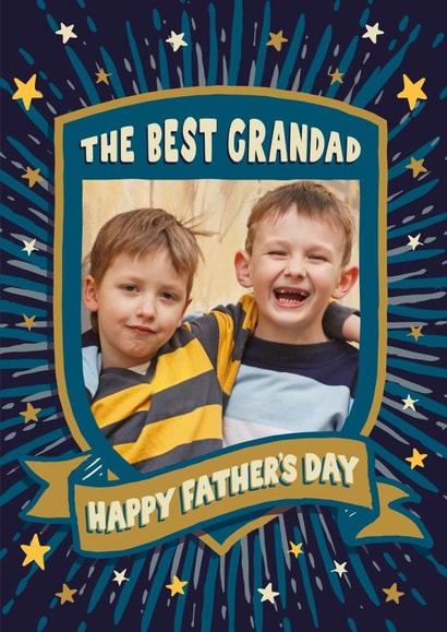 Cute Personalised Badge Father's Day card / Photo Card - For Grandad - The Best Grandad Happy Father's Day created by The Typecast Gallery