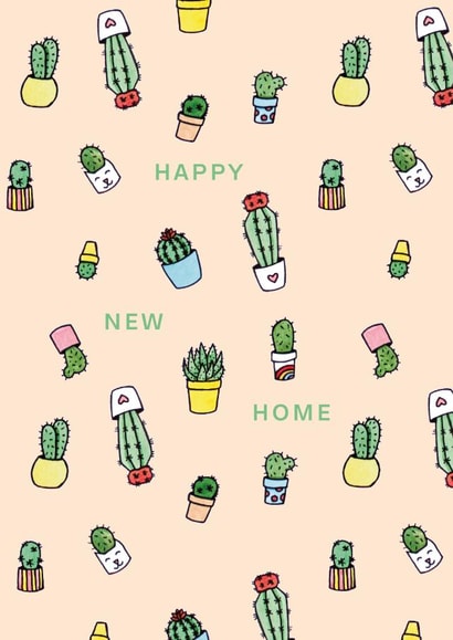 Cute Cactus New Home Card - House Plants - Happy New Home created by Zabby Allen