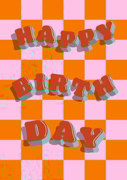 Happy Birthday Vibrant Checkerboard Card created by Robs Doodles