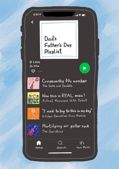 Dad’s bad taste in music Father’s Day card created by Hello Hatty