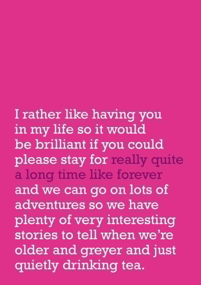 A Long Time Like Forever love card created by The Right Lines