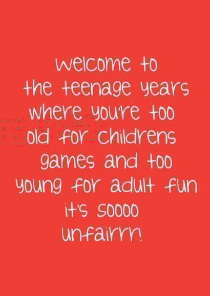 teenager so unfair birthday card created by Lucy Likes It