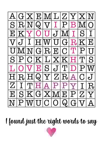 Heartfelt Birthday Card - Crossword - Heart created by Jaime Talbot