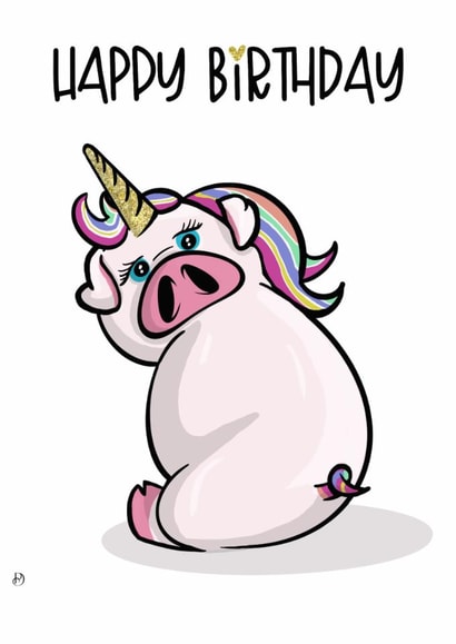 Unipig Animal Birthday Card created by Wonder illustration