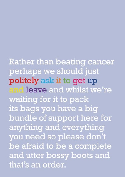 Politely Ask It To Leave: Cancer Card To Offer Support created by The Right Lines