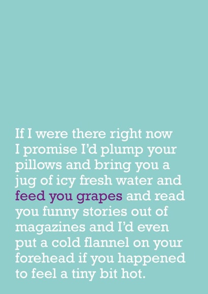 Feed You Grapes - Get Well Card - Take Care Card - Long Distance - Sympathy Card created by The Right Lines