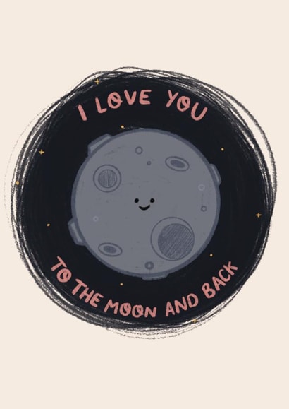I love you to the moon and back card created by EilidhIllustrates