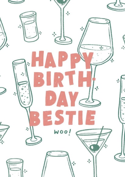 Bestie Drinks Woo! Birthday card created by studionough