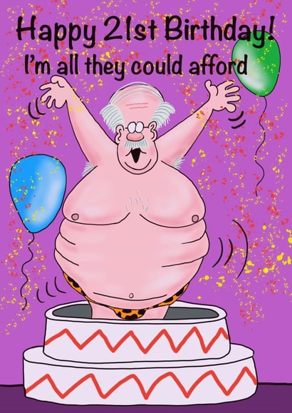 21st birthday stripper out of a cake card created by Gary Jones