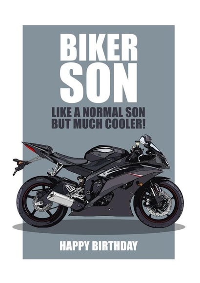 BIKER SON Motorbike Birthday Card. created by RetroMotion Artwork