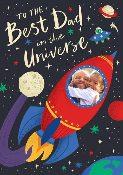 Best Dad Space Father's Day Personalised Photo Card 19723 created by Dalia Clark Design