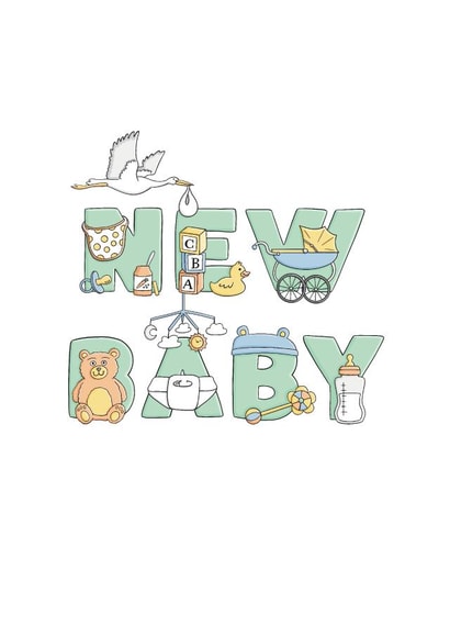New Baby Lettering - Green created by Kate Lanxon