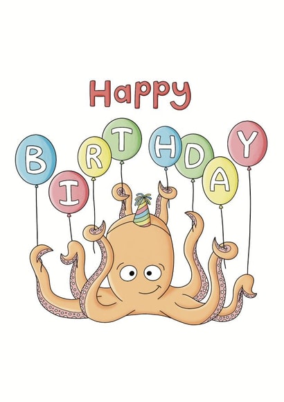 Happy Birthday - Octopus with Balloons created by Kate Lanxon