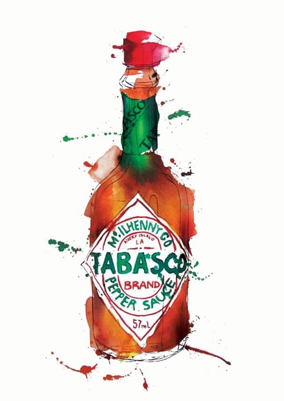 tabasco hot sauce card created by Georgina Luck Illustration
