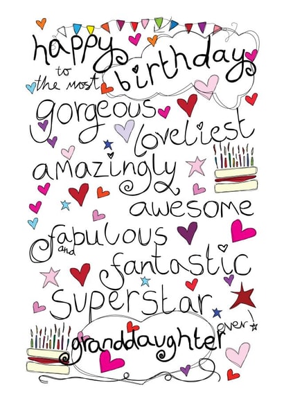 Happy Birthday Gorgeous Granddaughter - With Love - Birthday Card created by Love and Happy Stuff