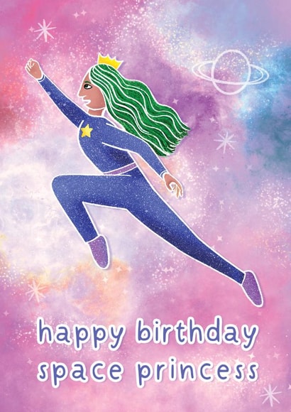 Space Princess Birthday Card created by Emily Underworld
