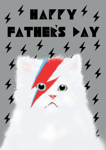 David Bowie Cat Father's Day Card created by @ChildstarSamantha