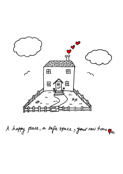Heartfelt New Home Card - House - A Happy Place A Safe Space Your New Home created by Devine Rose Cards And Creations