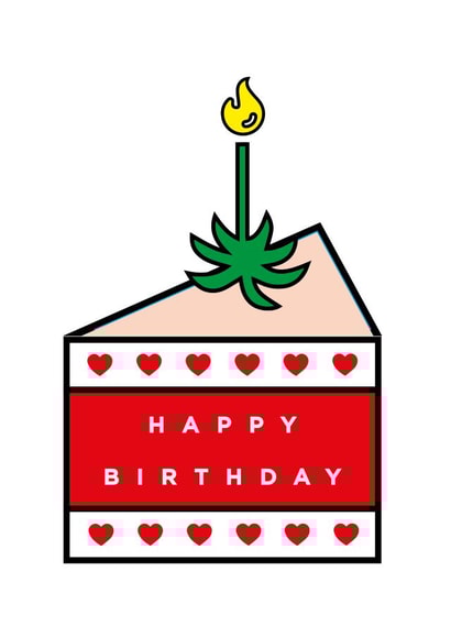 Palm Cake Happy Birthday Card created by One Girl Studios