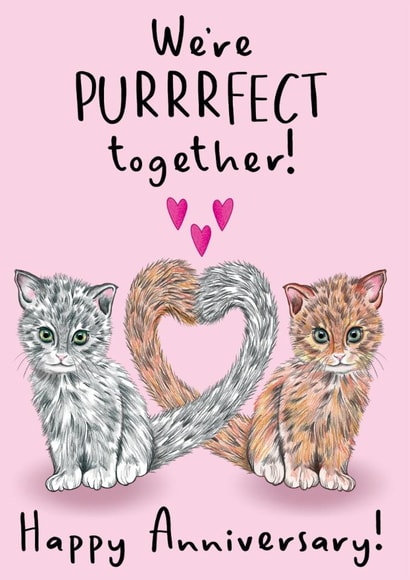 Funny Pun Cute Cat Animal Love Anniversary Card created by Amy Florence Design
