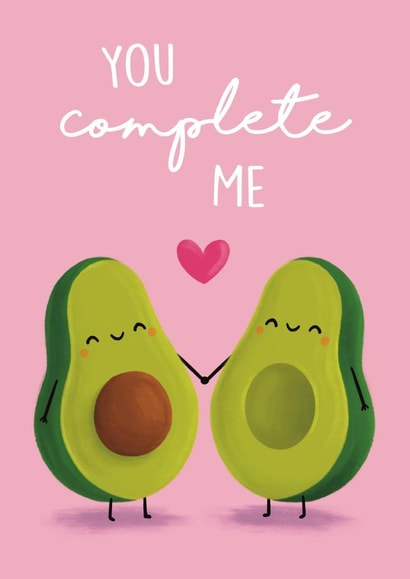 You Complete Me Avocado Card created by Sophie Kent Illustration